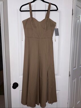 Du Paradis Bustier Midi Dress in khaki